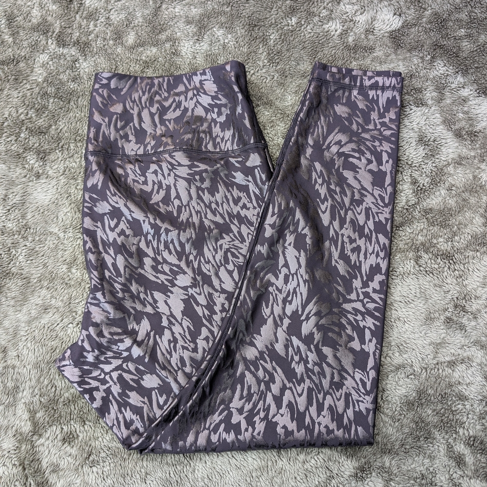 Old Navy High-Waisted PowerSoft Foil-Print Leggings in Black Shine